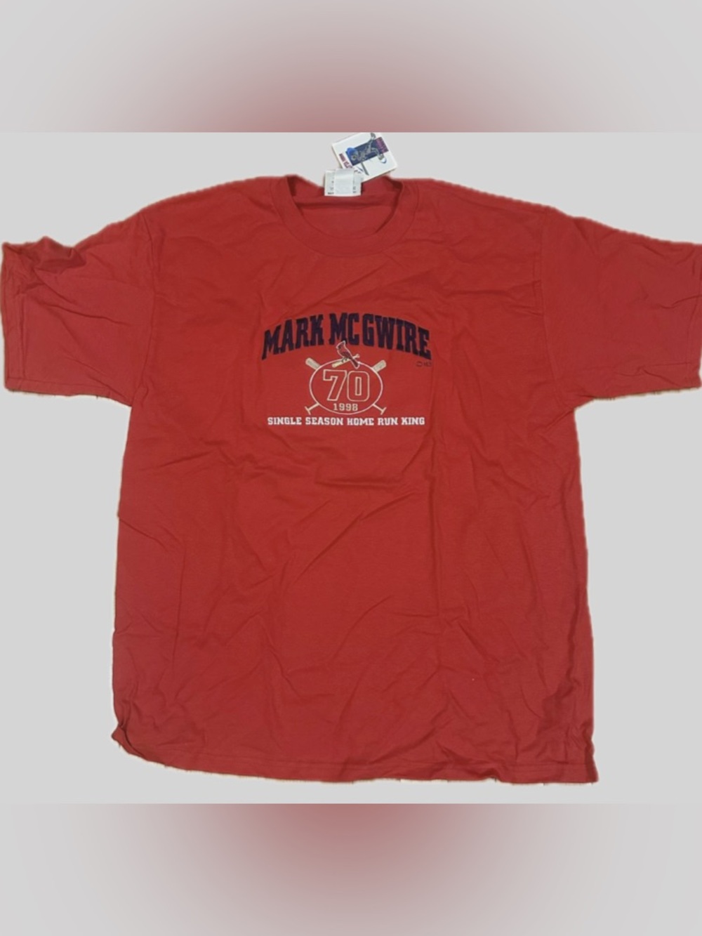 VINTAGE 1998 Red Mark McGwire 70 Graphic Short Sleeve Tee (NEW, with tags)